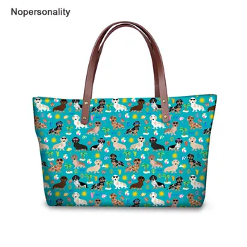 

Nopersonality Dachshund Printing Tote Bag 2019 Fashion Shopping High Capacity Neoprene Shoulder Bag Top Handle Women Travel Bag