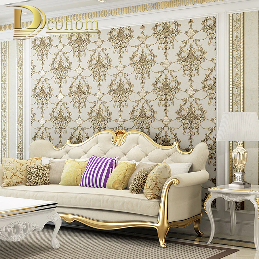 European Style Damask Wallpaper For Walls 3 D Embossed Luxury Wall Paper Rolls For Bedroom Living Room Sofa TV Background Decor European Style Damask Wallpaper For Walls 3 D Embossed Luxury Wall Paper Rolls For Bedroom Living Room Sofa TV Background Decor