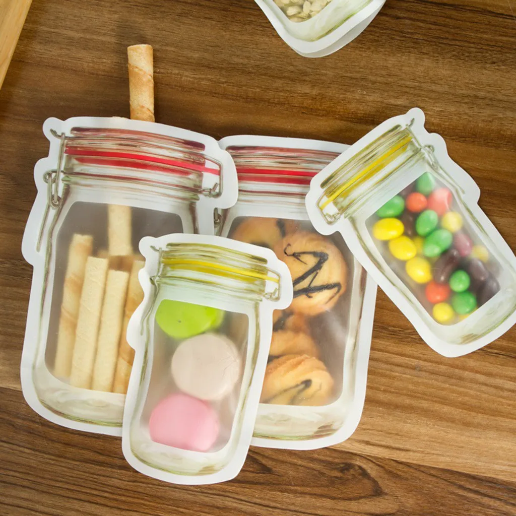 

Zipper Bags Reusable Snack Saver Bag Leakproof Food Sandwich Storage Bags for Travel Kids Same Size 3PC