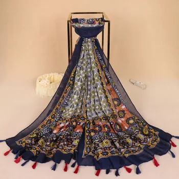 

2018 Women printe viscose leaf floral cotton shawls muslim hijab wrap spring popular headband scarves/scarf 10pcs/lot