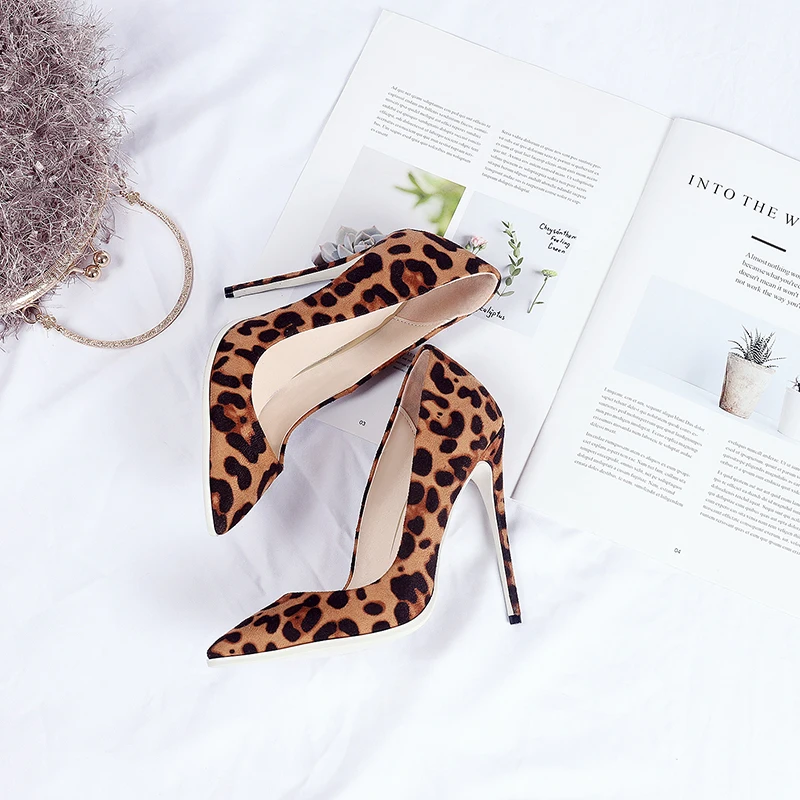 WETKISS/пикантные женские туфли-лодочки с леопардовым принтом, обувь с острым носком, женская обувь для вечерние, обувь на тонком высоком