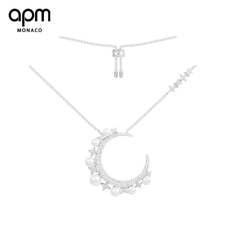 

APM Monaco Genuine AC3963XPL Star Silver Clavicle Necklace Delicate Chain