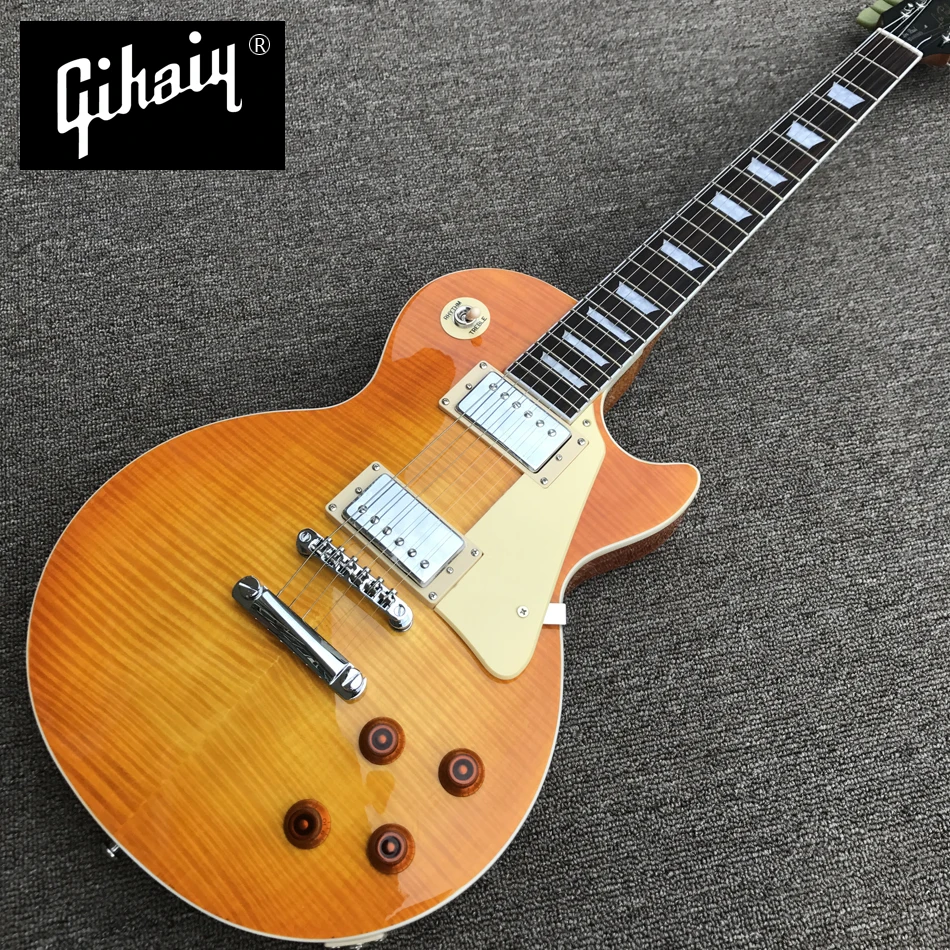 

High quality hand-made electric guitar, honey burst maple top electric guitar with Rosewood Fingerboard, free shipping