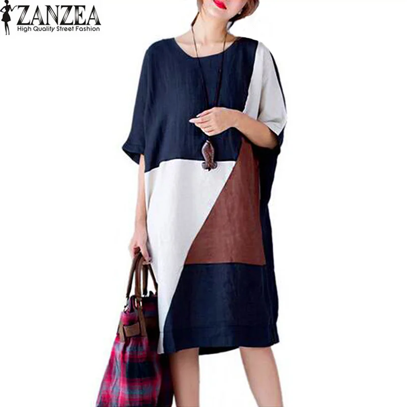 Buy ZANZEA Women 2018 Crewneck Short Sleeve Loose