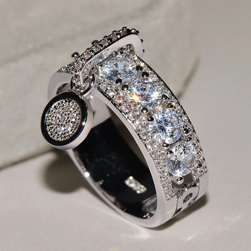 

SHUANGR New Arrival Vintage Rose Gold Filled Wedding Rings For Women Fashion Jewelry Luxury White Zircon Engagement Ring