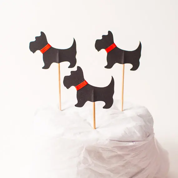 

glitter Sweet Scottie Cupcake Toppers custom dog breed wedding pet Birthdays baby shower Party treat food picks photo booth prop