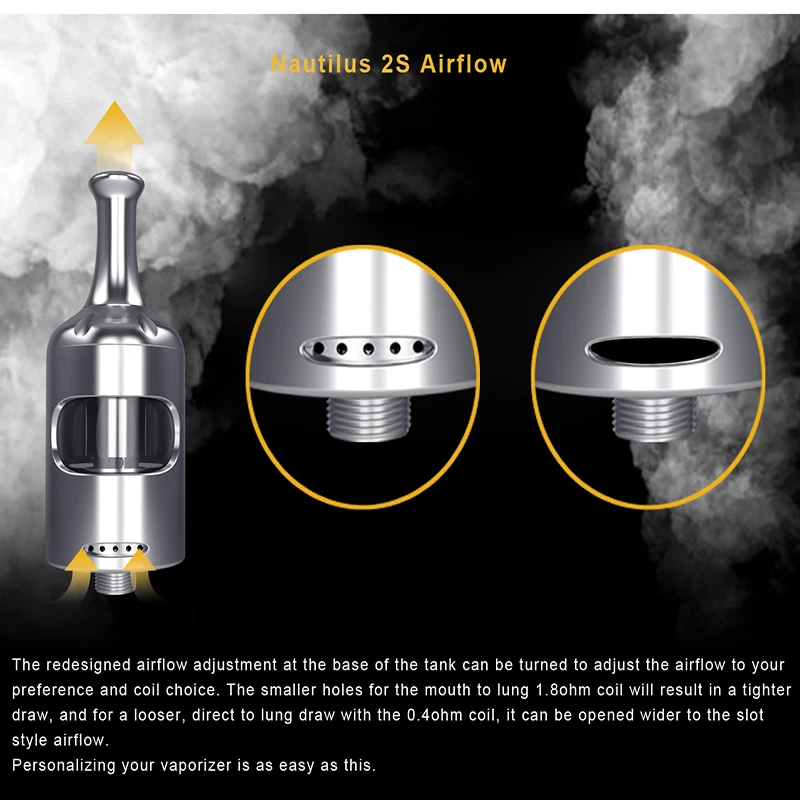 Электронная сигарета вапорайзер Aspire Nautilus 2s бак 2,6 мл MTL атомайзер с Nautilus 0.4ом/1.8ом BVC катушки Vape танк вейпер
