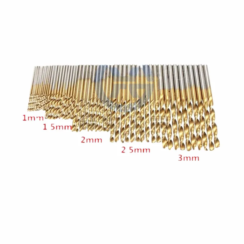 

New 50Pcs/Set Twist Drill Bit Set Saw Set HSS Titanium Coated Drill Woodworking Wood Tool 1/1.5/2/2.5/3mm For Metal hot