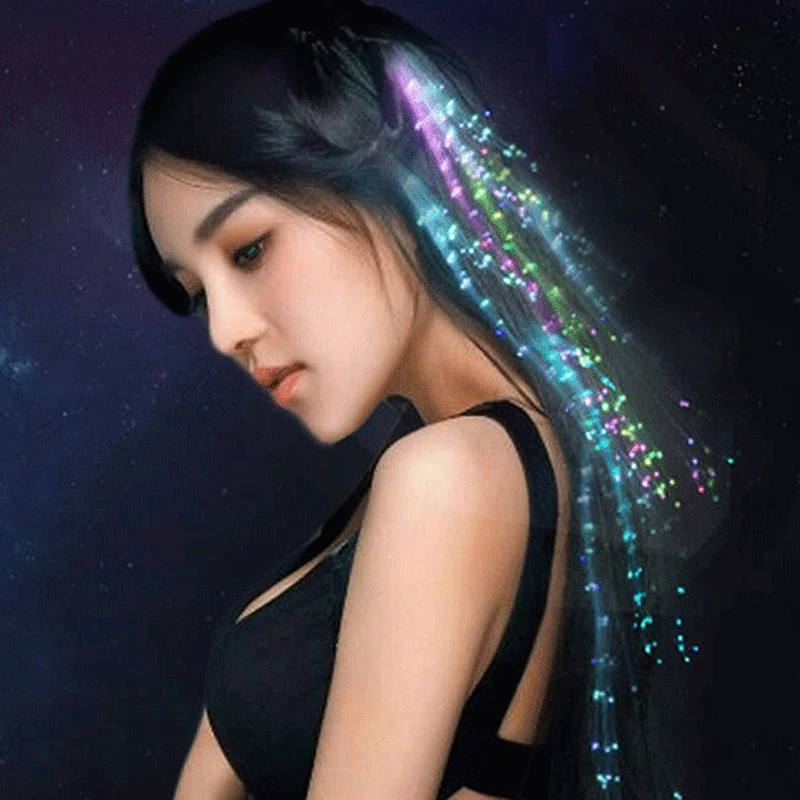 

1pc Glow Blinking Hair Clip Flash LED Braid Show Party Decoration Colorful Luminous Braid Optical Fiber Wire Hairpin