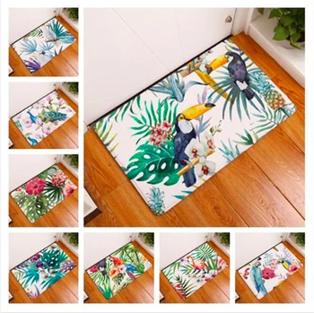 

Peacock Parrot Toucan Plant Doormat Bath Kitchen Carpet Decorative Anti-Slip Mats Room Car Floor Bar Rugs Door Home Decor Gift