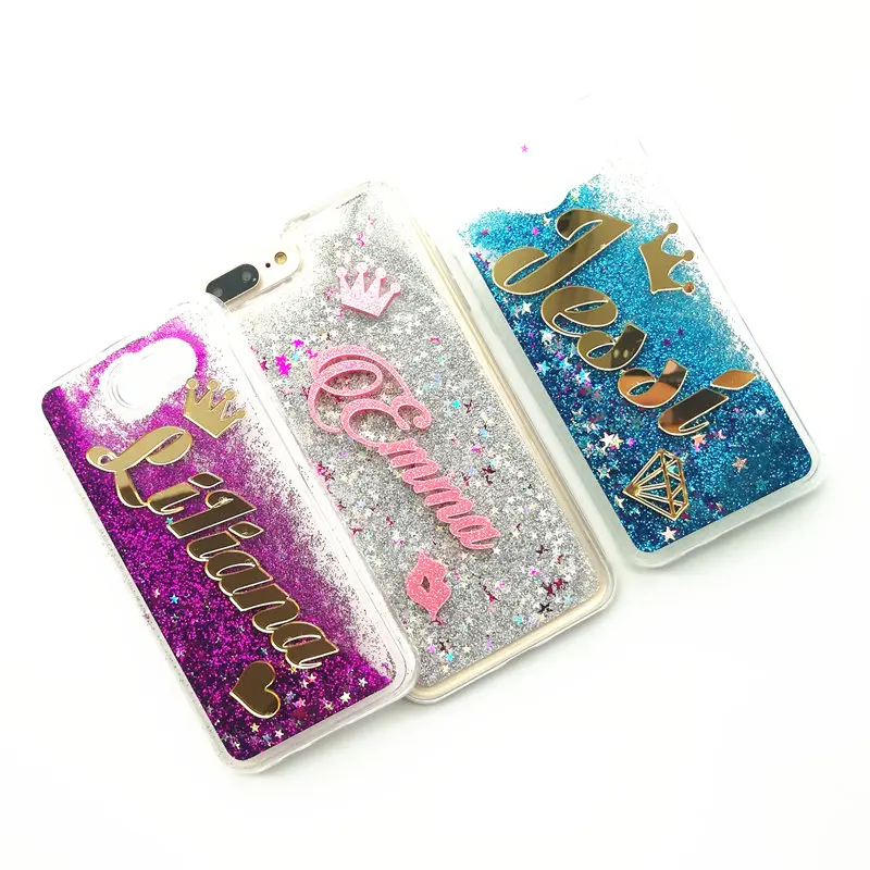 

Cases For Samsung S9 S9 Plus Note 8 Note9 coque Capa Cute Exclusive Customize Name Personal Liquid quicksand soft cover Fundas