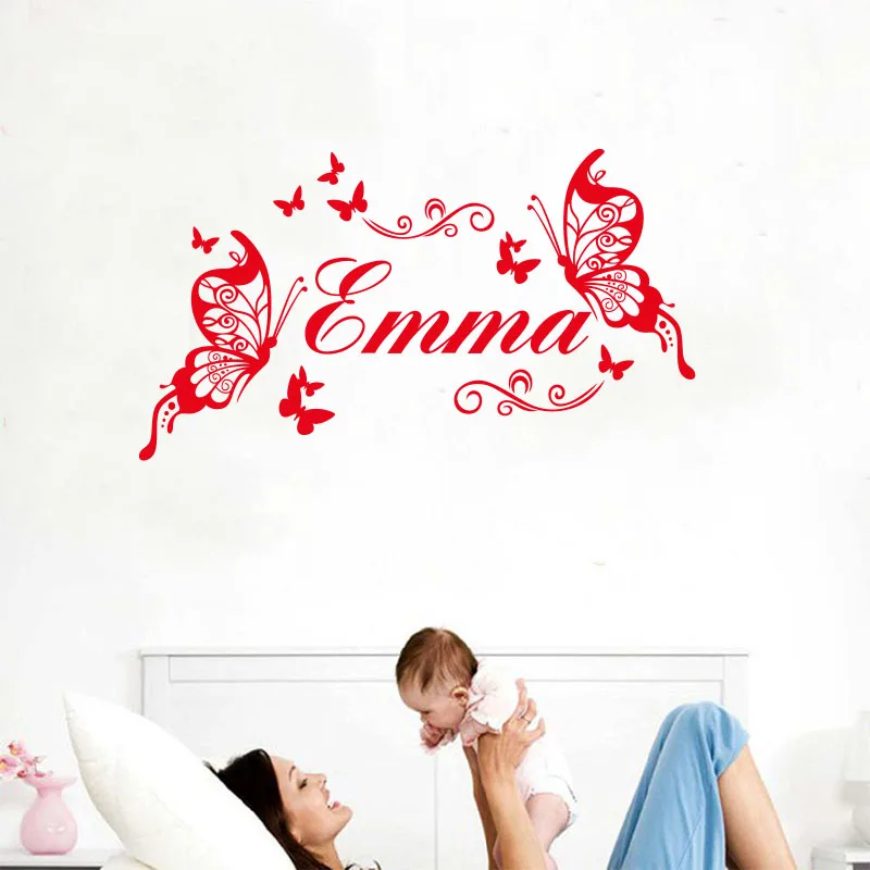 Персонализированные виниловые наклейки на стену пользовательское имя настенные аппликация художественные обои съёмные постеры настенные наклейки для детей номер DW0184
