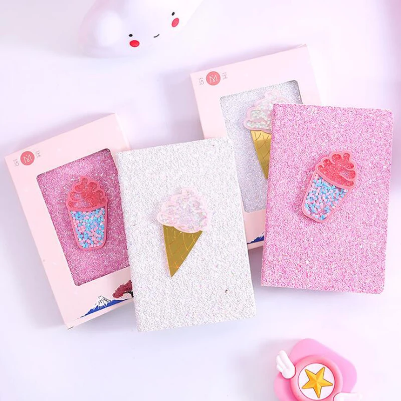 

Kawaii Ice Cream School Office Supplies Stationery Notebook For Girl Flash Pink Business Diary Journal Writing Note Book Gift