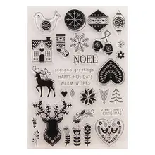 Рождественский олень Лось Снежинка прозрачный чистый силикон печатей "сделай сам" Скрапбукинг фото украшение для альбома прозрачные силиконовые штампы