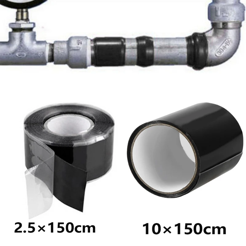 2 размера, супер прочная волоконная водонепроницаемая лента, стоп-утечка, уплотнение, ремонтная лента, производительность, самофиксация, клейкая лента