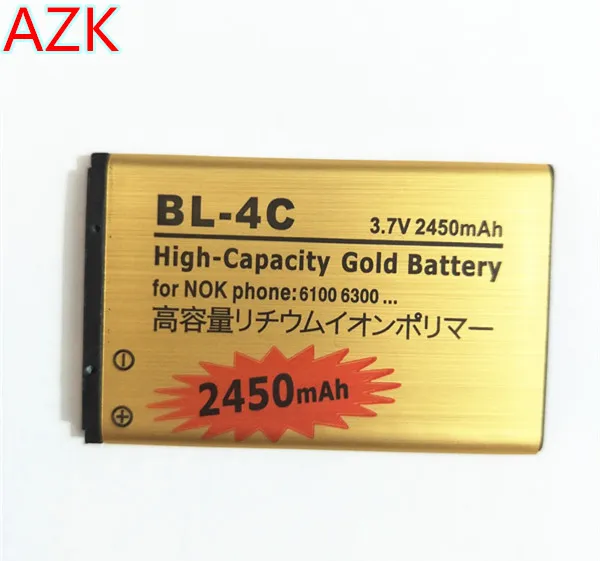 АЗК Новый Золотой 2450 мА/ч BL-4C батарея для Nokia 6100 6300 6125 6136S 6170 6260 6301 7705 7200 7270 8208 BL4C