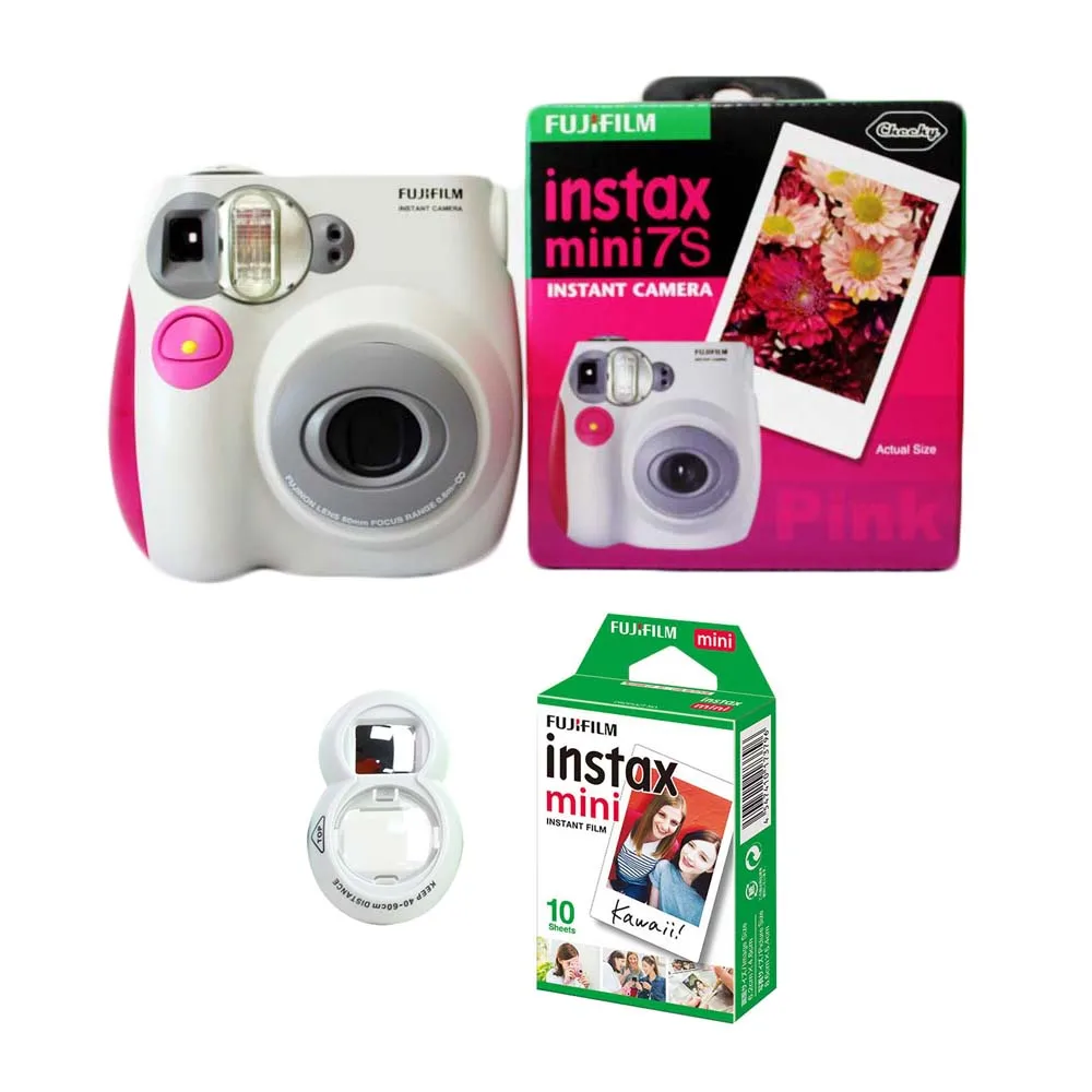  100% Authentic Fujifilm Instax Mini 7s Instant Photo Film Camera with 10 Sheets Fuji Instax Mini Wh