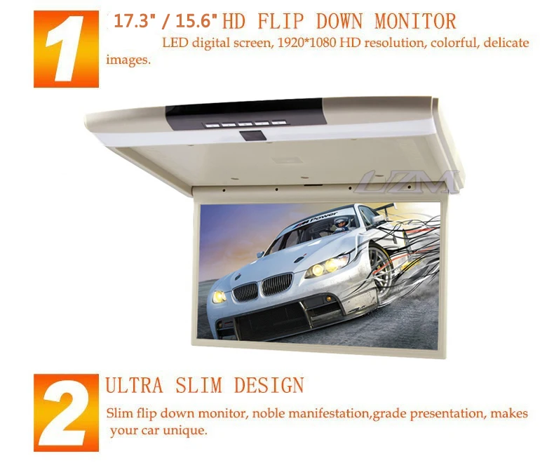 Sale Stylish 17.3" / 15.6" Color TFT LCD Display 12V~24V Roof Mount Car Monitor Flip Down Car Monitor Player HD 1080P HDMI USB SD FM 1 Sale Stylish 17.3" / 15.6" Color TFT LCD Display 12V~24V Roof Mount Car Monitor Flip Down Car Monitor Player HD 1080P HDMI USB SD FM 1