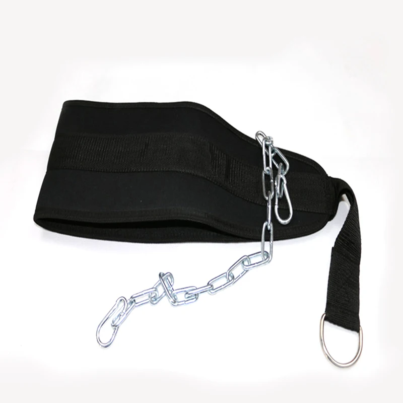 

New Black Gym Body Waist Strength Training Power Fitness Dip Belt load Lifting Building Dipping Chain Pull Up Tool