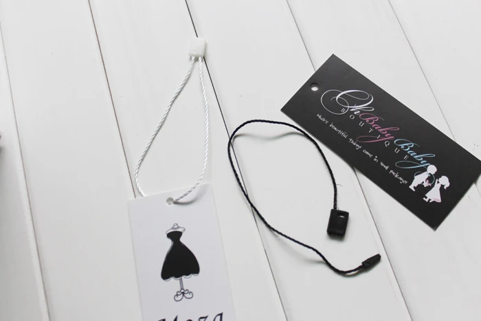 

Stock Black White nylon hang tag strings manual seal tag cords 1000pcs lot
