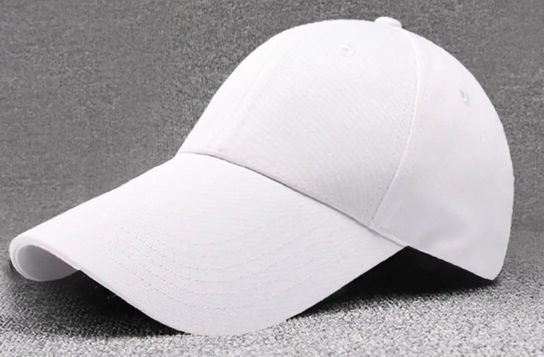 30pcs Men Long Bill 11cm Blank White Cotton Baseball Caps for Summer Women Black Base Ball