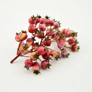 5pcs6 7heads MINI Fake cherry Fruit berries Artificial Flowers Stamen Wedding bouquet Christmas decoration Foam material