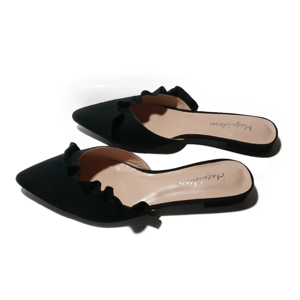 Maguidern Ruffle Trimmed Slides Backless Slippers_8