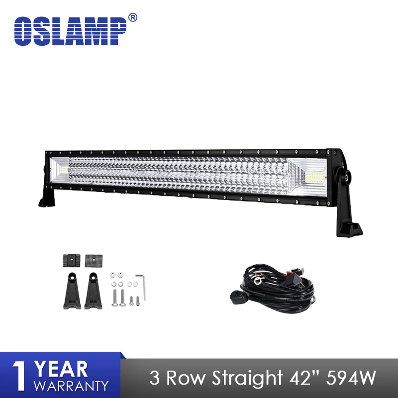

Oslamp 3 Row 42inch 594W Tri-Row Straight LED Light Bar Led Work Light Combo Beam 12v 24v For Truck SUV 4WD 4x4 Offroad Led Bar