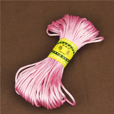 Многоцветный 20 метровый сатиновый нейлоновый шнур сплошной канат для изготовления ювелирных изделий бисер хлопковый шнур для ребенка 2,5 мм Плетеный шелковый шнур - Цвет: dark pink