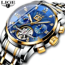 LIGE Для мужчин часы мужской лучший бренд класса люкс автоматические механические часы Для мужчин Водонепроницаемый полный Сталь Бизнес часы Relogio Masculino