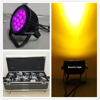 

(Roadcase) 10pcs/lot dj par led 14x15w stage wedding light ip65 led wash wall par lightings rgwba flat par