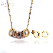 A&N Titanium Steel Women Accessories Jewelry Sets Punk Rock Western Romantic Engagement Wedding Round Jewelry Sets With Chain