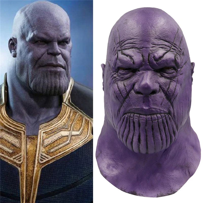 

High Quality New Avengers Endgame Marvel Superhero Thanos Cosplay Mask Latex Helmet Women Men Party Halloween Toy Props New