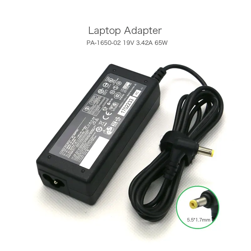 Оригинальный Liteon 65W 19V 3.42A 5 5*1 7mm PA 1650 02 блок питания для ноутбука Acer FERRARI FR1100 3000 4000