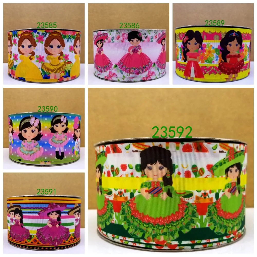 

Free shipping 50 yard cartoon printed grosgrain ribbon 23592
