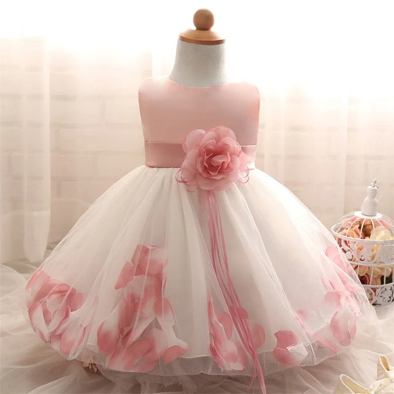Выходное платье с цветочным рисунком для маленьких девочек свадебные 1 праздничная одежда для крещения новорожденных девочек Костюмы балетной пачки, вечерние платья для девочек, одежда - Цвет: F