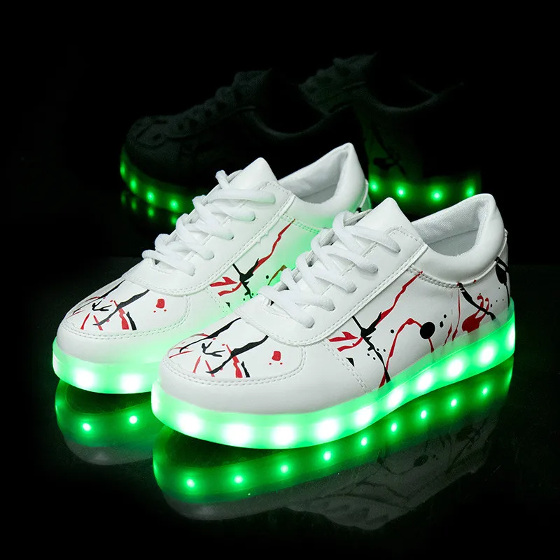 Детская светодио дный обувь, светящиеся Яркие кроссовки на плоской подошве для взрослых, мужчин и женщин, USB зарядка, светящаяся обувь для мальчиков и девочек