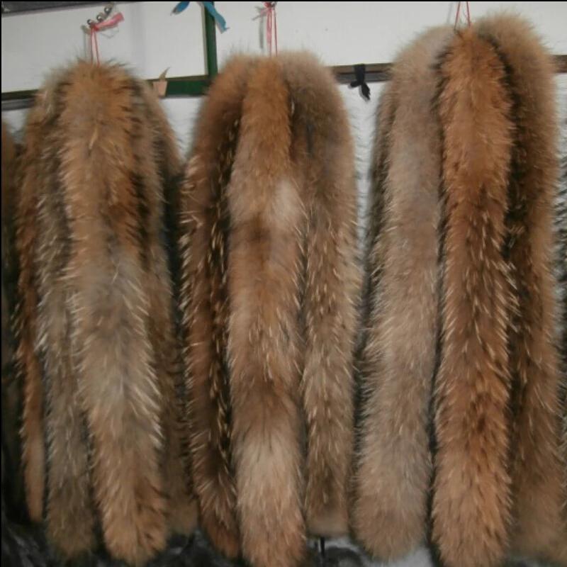 ZDFURS * воротник из натурального меха 100% натуральный шарф енота 70 см меховая