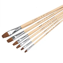 6 шт./компл. высококачественная шерсть ласки кисть ряд Кисть плоская верхняя часть акриловая живопись фломастеры художника кисти для живописи маслом