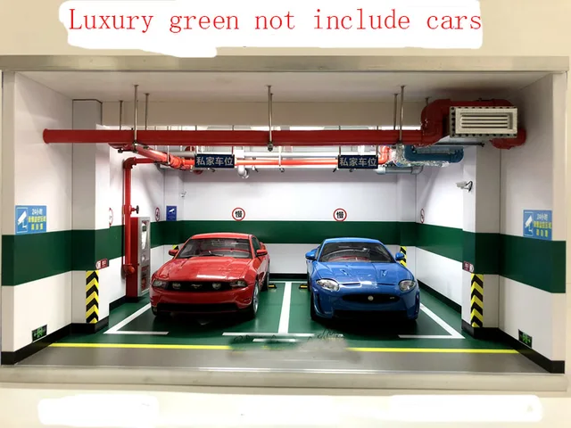 1:18 Model Car Garage Scene Underground Parking Lot Double Parking Space Display Box Dust Cover Children Toys 4