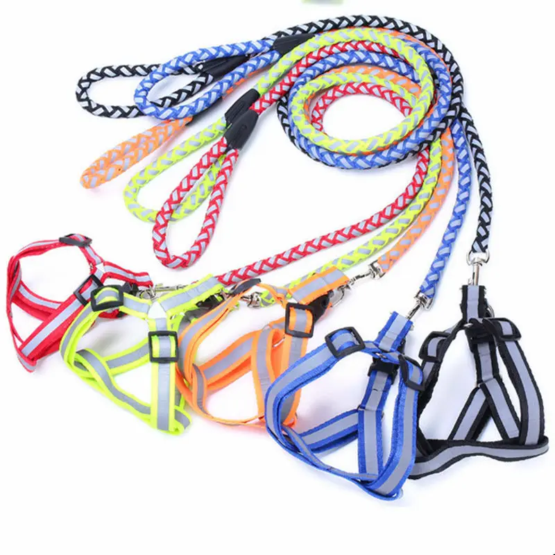 Night Safe Reflective Pet Dog Leash Puppy Harness Nylon