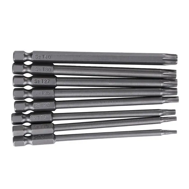 

8Size/Set 100mm Length Magnetic Torx Screwdriver Bits Set Electric Screwdri E5M1