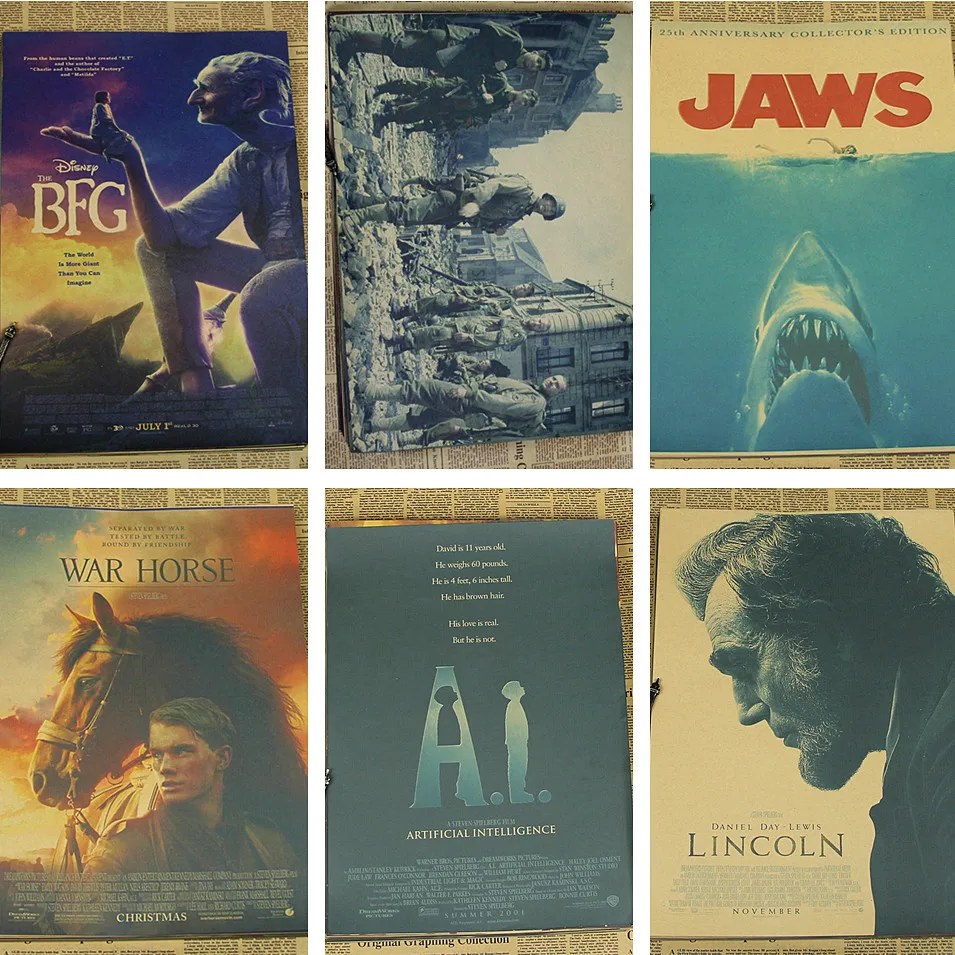 

Spielberg retro kraft paper Movie Poster jaws artificial intelligence terminal JAWS