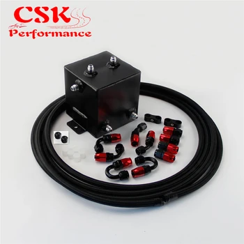 

2 Litre Polished Complete Fuel Surge Tank Swirl Pot System W/ oil hose+ fittings