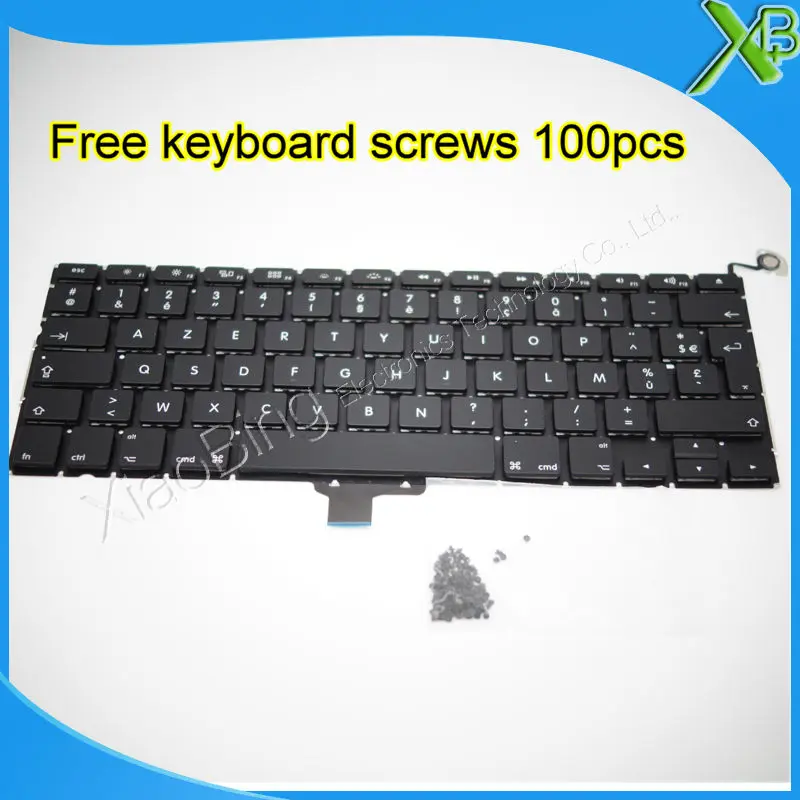  Brand New AZERTY FR French keyboard+100pcs keyboard screws For MacBook Pro 13.3