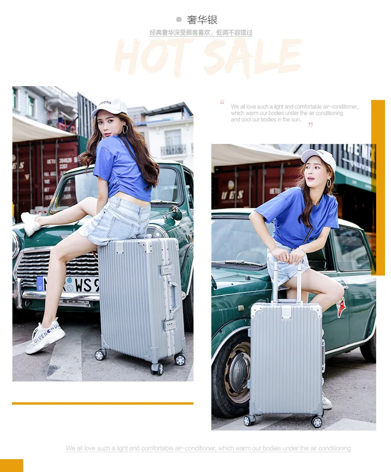 ZYJ Men Women Travel Trolley Luggages Hard Girls Aluminum Frame Alloy Business Rolling Airplane Luggage 20 24 29 Inch Suitcase (17)