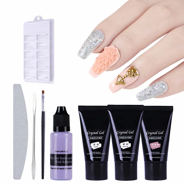 8pcs 30ml Quick Building Poly Gel Nail Tips Finger Extension Glue Uv 8pcs 30ml Quick Building Poly Gel Nail Tips Finger Extension Glue Uv Soak Off Liquid