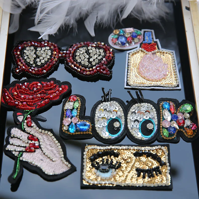 1 Piece Applique Sequin Patches for Clothing Sewing on Patch Beading