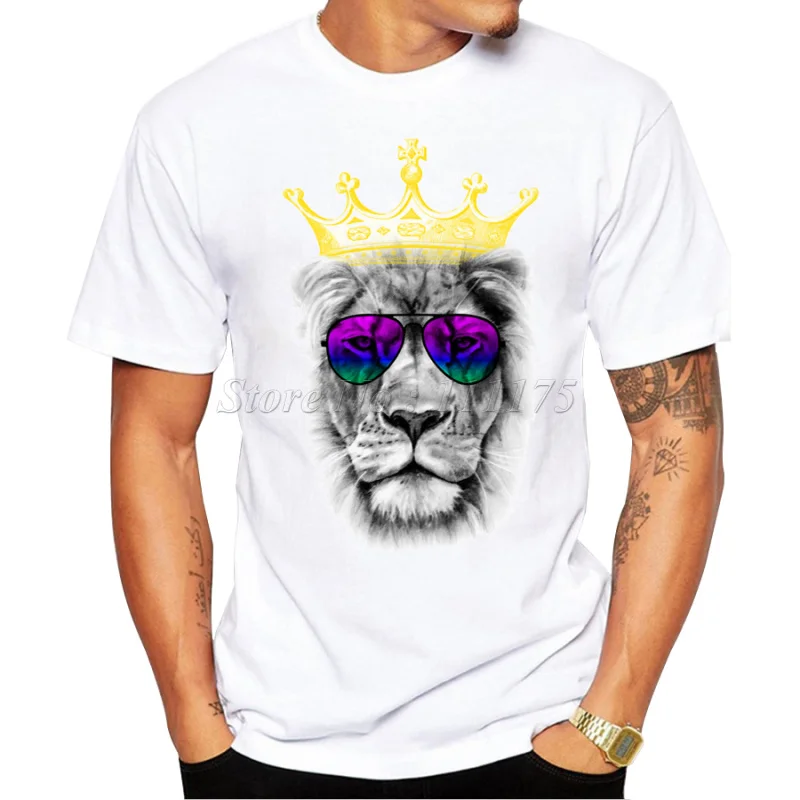 

2019 New Fashion Cool Kind of Lion Printed Men's High Quality T Shirt Hipster Style Casual T-shirt