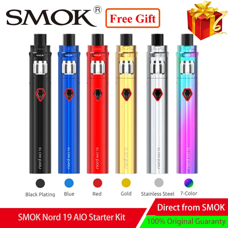 Newest SMOK Nord 19 AIO Vape Kit 1300mAh battery & 2ml MTL Tank Atomizer electronic cigarette vape pen kit vs vape pen lighten